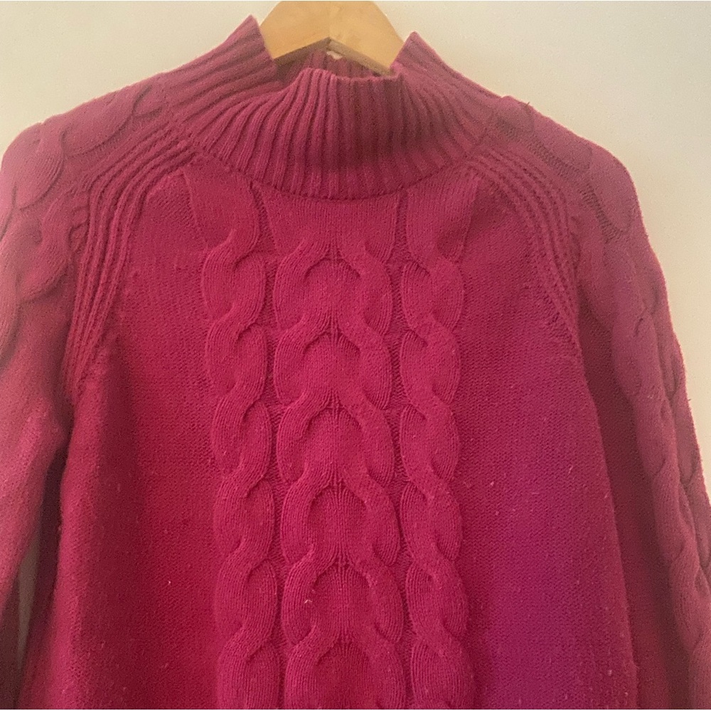 Used Calvin Klein jeans mock neck cable sweater in hot pink  #fall #winter